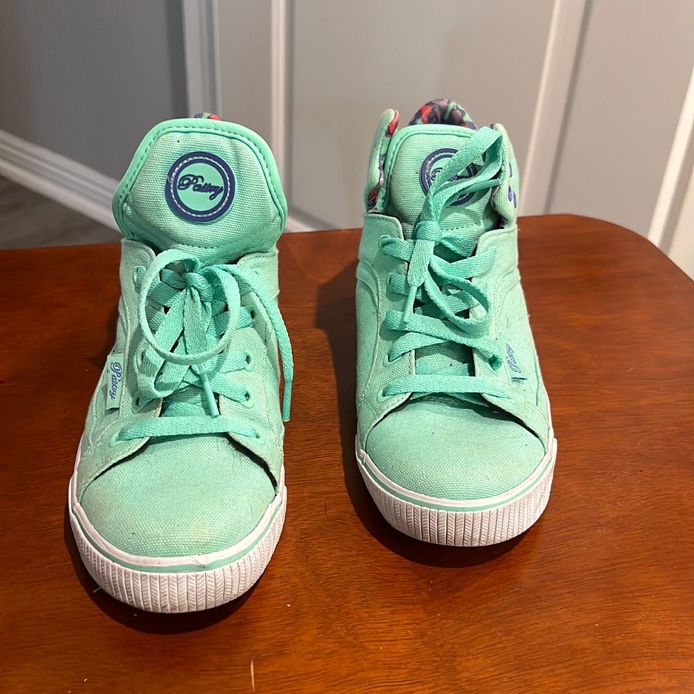 Pastry high top sneakers mint green and purple trim size 6.5